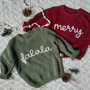 FALALA Sweater // Hand Embroidered Sweater // Christmas Chunky Knit Holiday Sweater