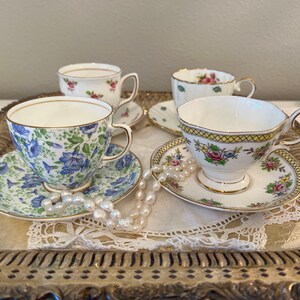 Pretty English Bone China Teacups