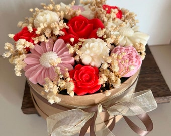 Bouquet o cesto di fiori di candele di cera di soia