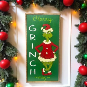 Handmade Merry Grinchmas sign