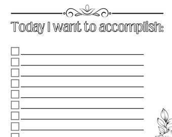 Today I want to accomplish checklist and coloring page printable