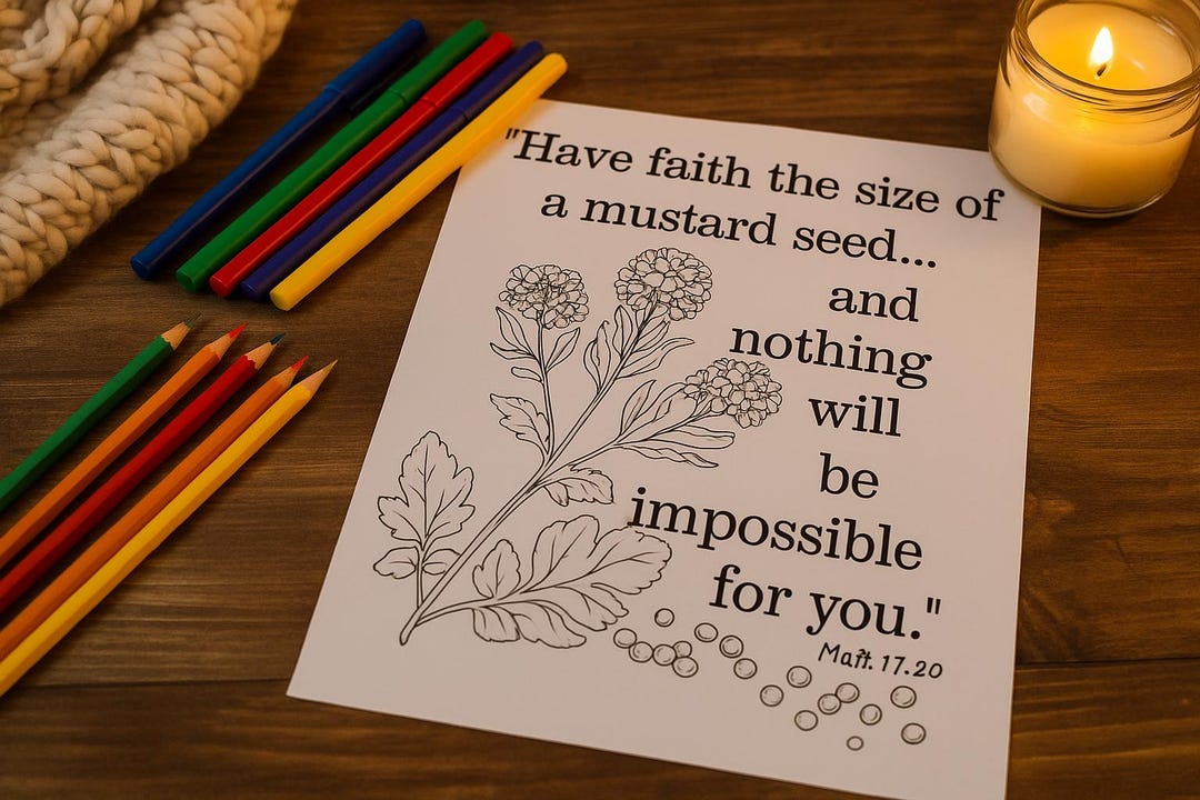 Bible Verse Coloring Page | Mustard Seed Faith Printable | Matthew 17: ...