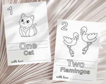 Baby's First 123 Book, Baby Shower Numbers Book, Baby Shower Coloring Book, Kids Baby Shower Guest Book, 2 Sizes Included, Instant Download