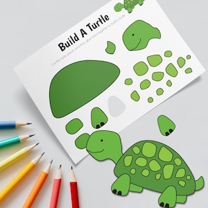 Build A Turtle Printable Craft, Kids Craft Activities, Kids Coloring Turtle, Homeschool Coloring Printable Page, Fun Kids Craft Activity