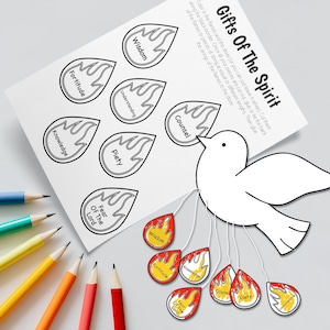 Gifts Of The Spirit Coloring, Printable Sunday School Craft, Bible Coloring Activity, Kids Christianity, Bible Studies, 1st Corinthians 12:4