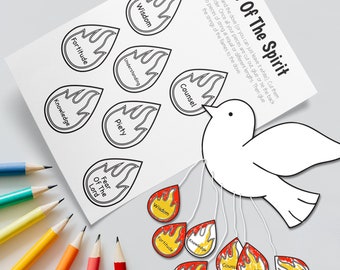 Gifts Of The Spirit Coloring, Printable Sunday School Craft, Bible Coloring Activity, Kids Christianity, Bible Studies, 1st Corinthians 12:4