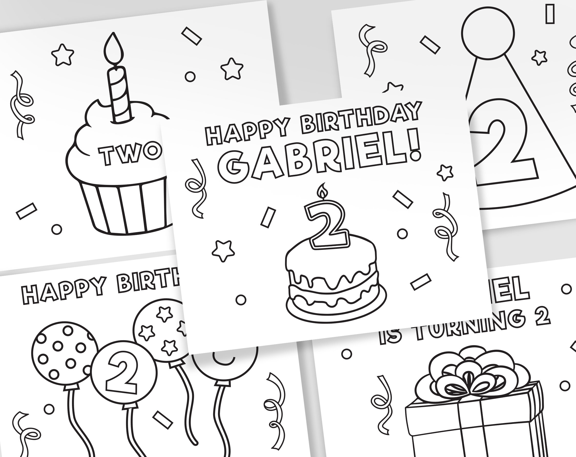 Printable Birthday Coloring Pages Birthday Party Coloring Etsy