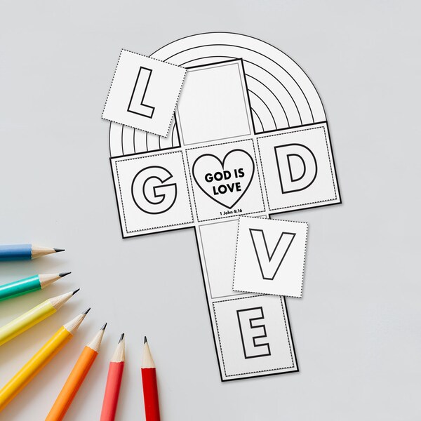 God Is Love Craft, Printable God Is Love Coloring, Classroom Kids Bible Lesson, Kids Christianity Crafts, Sunday School Printable Activity