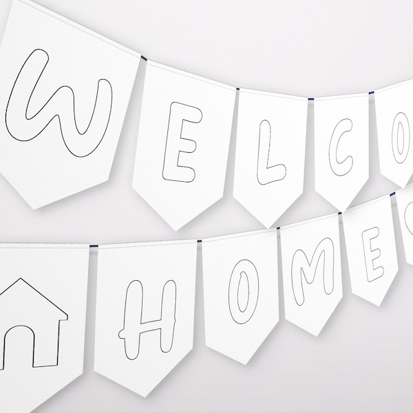 Welcome Home Coloring Banner, Printable DIY Kids Banner, Welcome Home Banner Craft, Printable Coloring Banner for Kids
