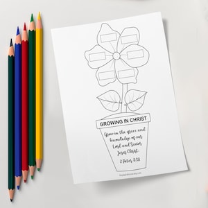 Growing in Christ Craft, Sunday School Crafts, Christian Craft, Growing in God Coloring Page, Kids Bible Activity, Homeschool Crafts