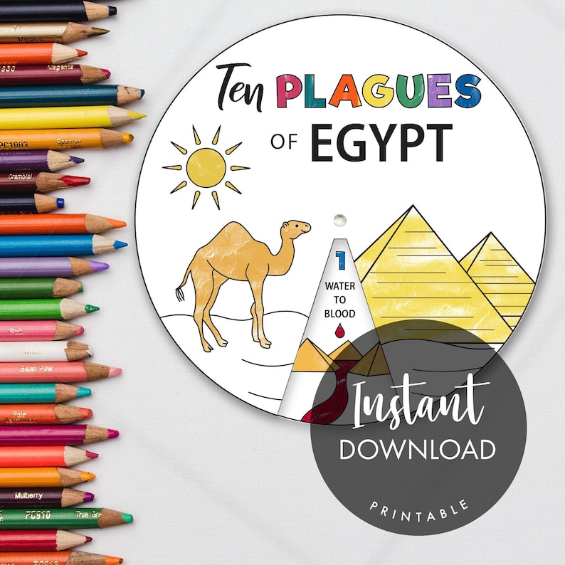 Plagues of Egypt Coloring Wheel, Printable Bible Activity, Religious Lesson, Bible Crafts for ...