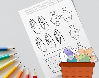 Jesus Feeds The 5000 Craft, Printable Biblical Activity, Bible Lesson, Christianity Crafts for Kids, Sunday School Printable Kids Activity
