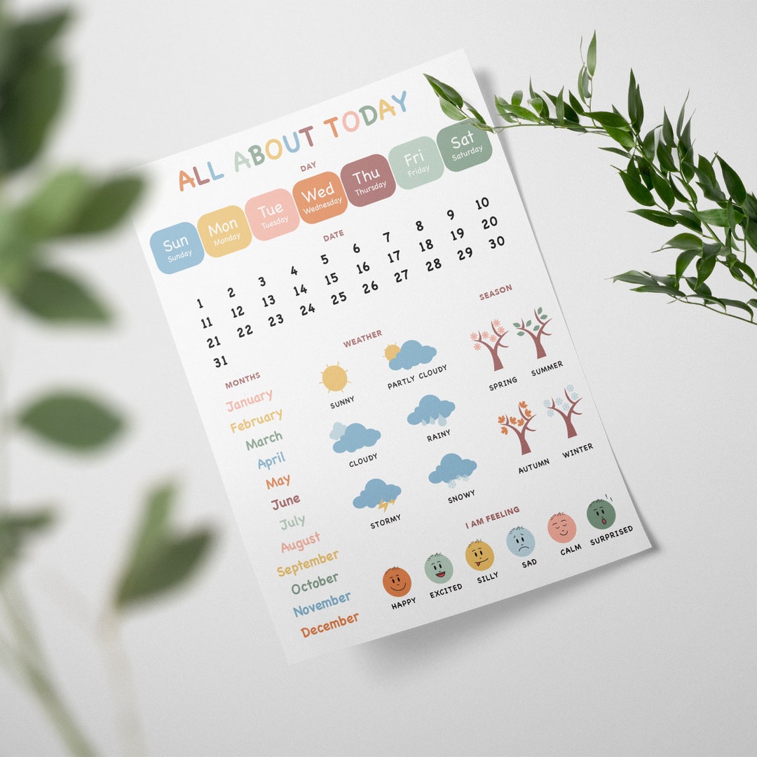 Kids Daily Calendar Sheet Circle Daily Calendar Printable - Etsy
