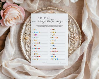 Brautparty Emoji Pictionary Spiel, Brautparty Emoji Spiel, Brautphrasen Emoji Spiel, bedruckbares minimalistisches Brautparty Spiel, 0003