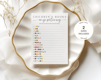 Children's Book Emoji Baby Shower Game, Children's Book Emoji Pictionary Game, Baby Book Children's Book Emoji, Guess Children's Book 0002