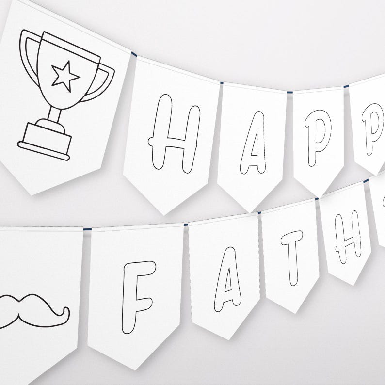 Happy Father's Day Coloring Banner, Printable DIY Kids Banner, Father's ...
