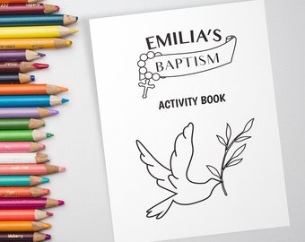 Printable Baptism Activity Booklet, Baptism Activities for Kids, Personalized Religious Activity Book, Baptism Kids Coloring Pages