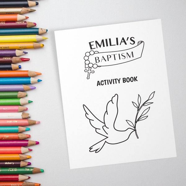 Printable Baptism Activity Booklet, Baptism Activities for Kids, Personalized Religious Activity Book, Baptism Kids Coloring Pages