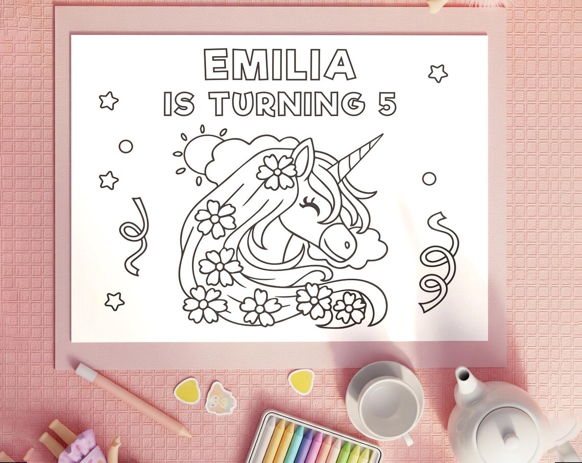 Printable Unicorn Coloring Pages, Unicorn Theme Birthday Party ...