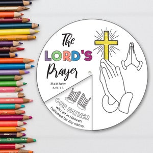 The Lord&#39;s Prayer Coloring Wheel, Printable Lords Prayer Wheel, Religious Activities, Kids Christianity Crafts, Sunday School Coloring