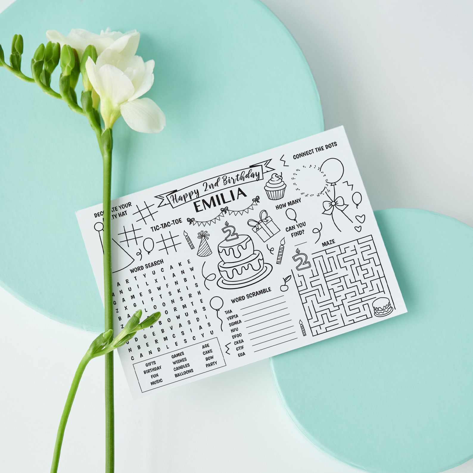 Printable Birthday Coloring Placemat Birthday Activities for - Etsy