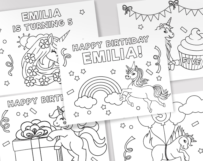 Printable Unicorn Coloring Pages, Unicorn Theme Birthday Party ...