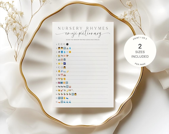 → View on Etsy: Baby Shower Emoji Pictionary Game, Baby Shower Nursery Rhymes Emoji Game, Nursery Rhymes Game, Printable Minimalist Baby Shower Game 0002 Baby Shower Emoji Pictionary Game, Baby Shower Nursery Rhymes Emoji Game, Nursery Rhymes Game, Printable Minimalist Baby Shower Game 0002