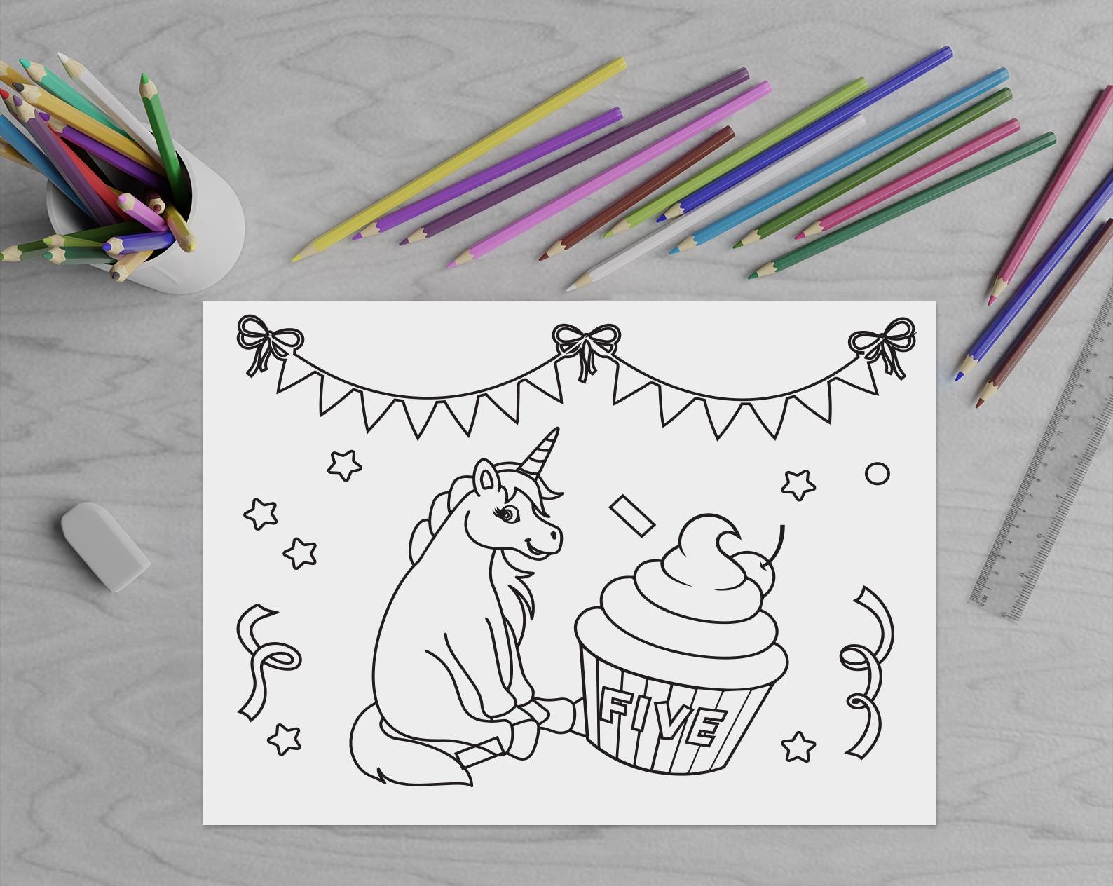 Printable Unicorn Coloring Pages, Unicorn Theme Birthday Party ...
