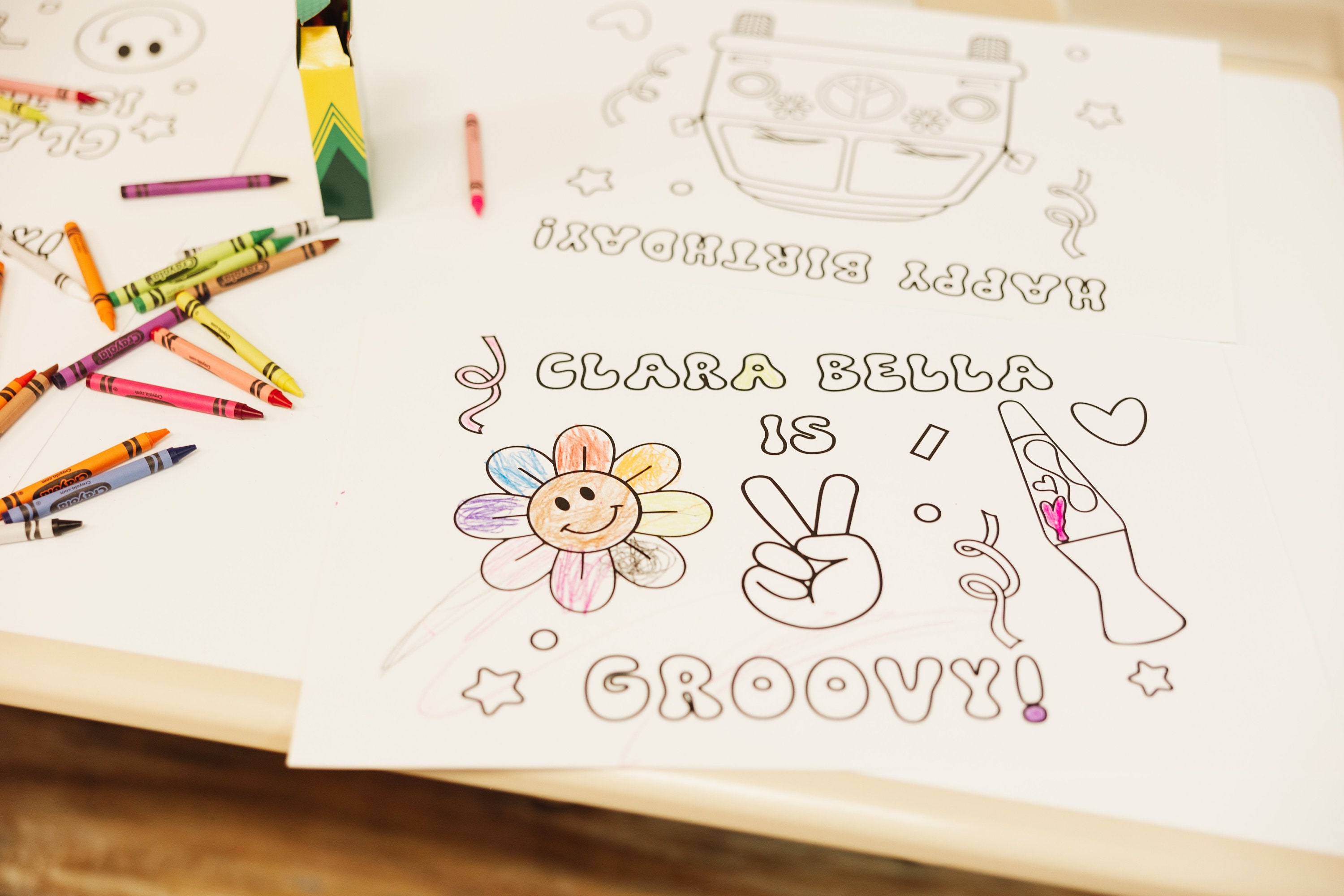 Printable Two Groovy Coloring Pages, 2nd Birthday Party Coloring Pages ...