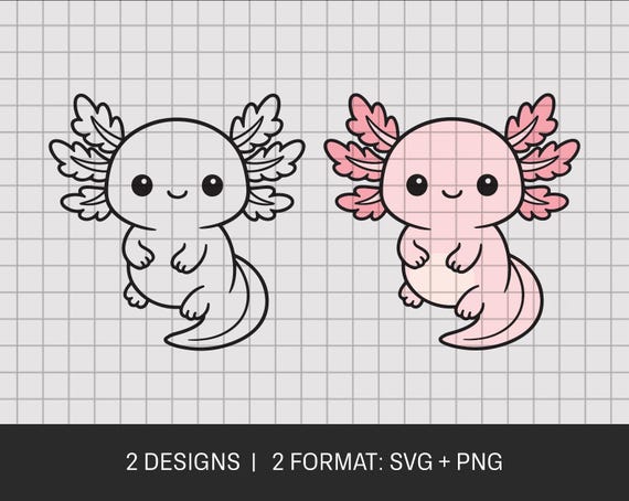 Cute Axolotl SVG & PNG, Kawaii Axolotl Clipart, Axolotl for Cricut and Silhouette, Axolotl Doodle Line Art Cut File, Small Commercial Use