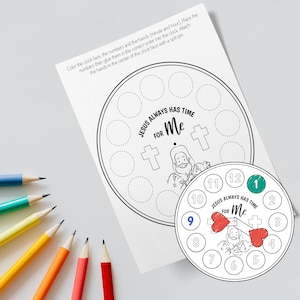 Jesus Has Time For Me Coloring Craft, Printable Biblical Clock Activity, Christianity Crafts for Kids, Sunday School Printable Activity
