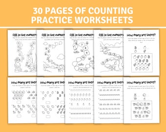 30 Printable Counting Practice Worksheets. Math worksheets kids. Counting Worksheet. Coloring pages. Coloring page kids. Numeracy. Numbers.