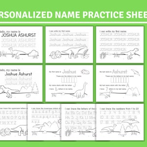 10-Page Custom Personalized Name Tracing,  Handwriting, Name Writing Practice, Alphabet, Letters and Numbers, Coloring page, Kids activity