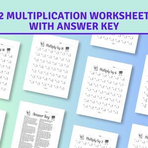 May include: Twelve multiplication worksheets with an answer key. Each worksheet features a different multiplication table, from multiplying by 1 to multiplying by 11. The worksheets are designed for students to practice their multiplication skills.