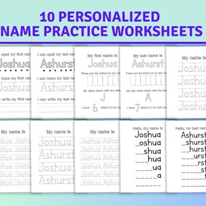 10-Page Printable Custom Name Tracing, Personalized Name Tracing, Name Trace, Handwriting, Digital Download, Name Writing Practice