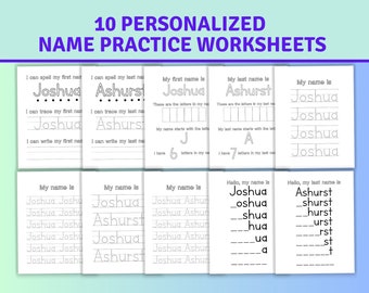 10-Page Printable Custom Name Tracing, Personalized Name Tracing, Name Trace, Handwriting, Digital Download, Name Writing Practice