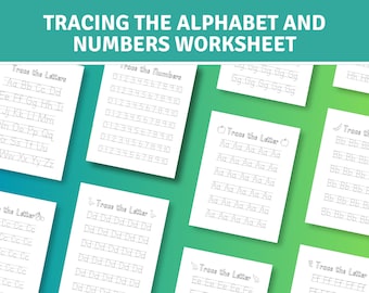 38 Page Printable Trace the Alphabet & Numbers 1-10, Trace letters and numbers, Digital Download, Letter, Number tracing, Writing Practice