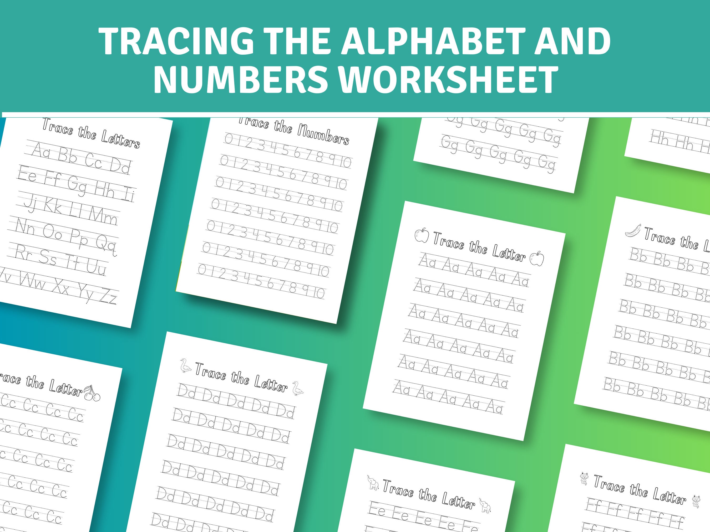 38 Page Printable Trace the Alphabet & Numbers 110, Trace Letters and