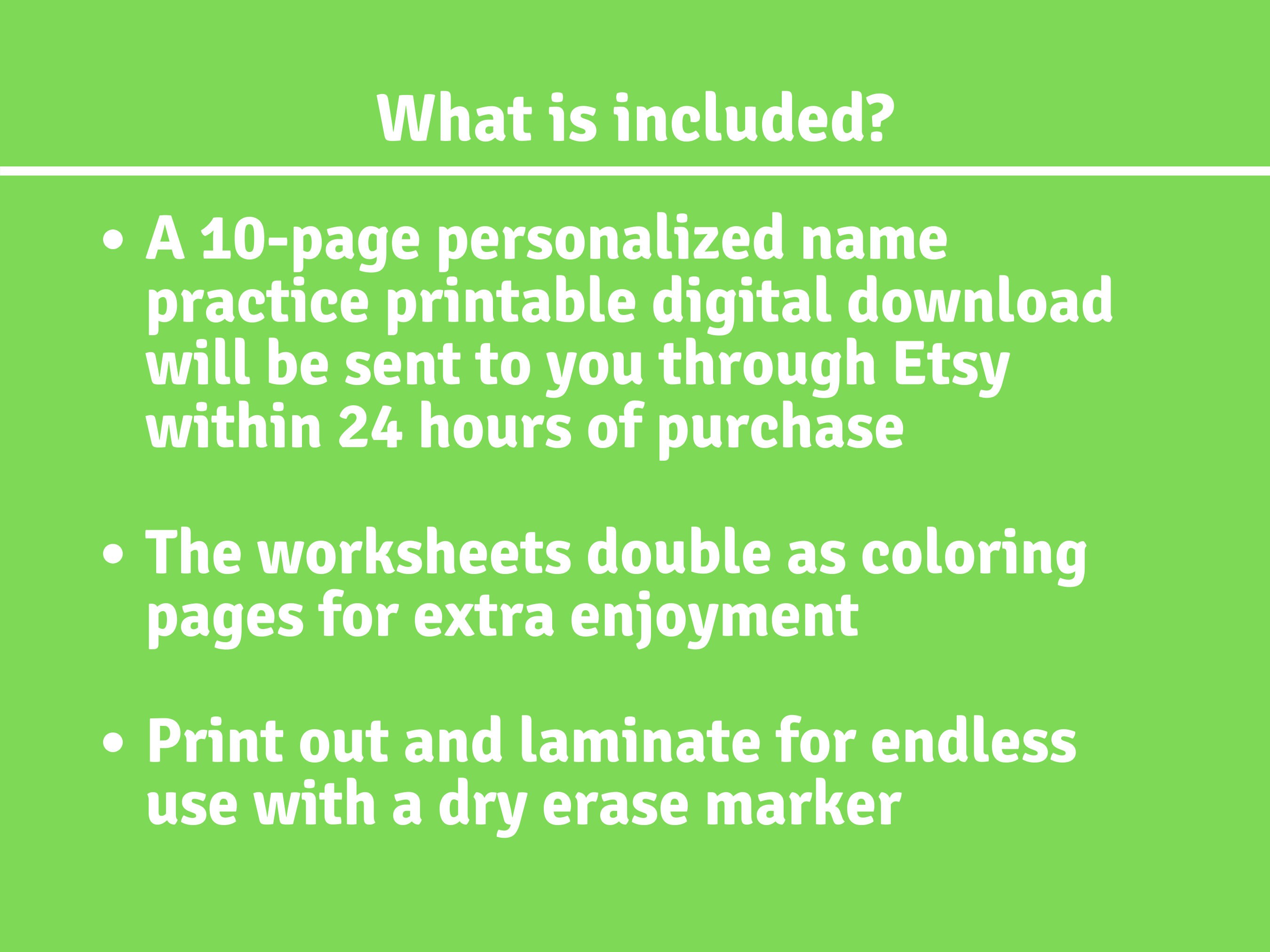 10page Custom Personalized Name Tracing, Handwriting, Name Writing