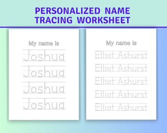 Trazado de nombre personalizado imprimible, trazado de nombre personalizado, trazado de nombre, escritura a mano, descarga digital, práctica de escritura de nombres