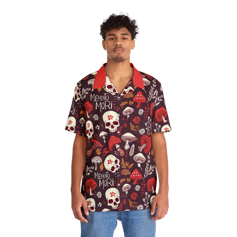 Memento Mori Hawaiian Shirt, Stoic Inspired shirt, Memento Mori, Mystical Shirt, Philosophy Clothing, Meditations, Fantasy Lover Gift Idea image 2
