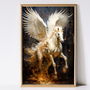 Pegasus Art, Greek Mythology Art , Fantasy Art, Mythical Art, Magical Art, Digital Download, Wall Art, Vintage, Decor, Print