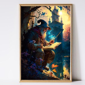 Wizard Art, Fantasy Art, Mythical Art, Magical Art, Digital Download, Wall Art, Enchanted, Whimsical, Spell, Decor, Print