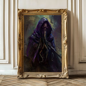Mind Flayer, Dark Academia DND Art, Dark Fantasy Art, Dungeons and Dragons, Vintage Ölgemälde Art Dark Cottagecore