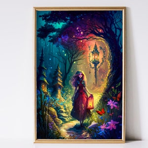 Enchanted Forest Art, Fantasy Art, Mythical Art, Magical Art, Fantasy Landscape Art, Digital Download, Wall Art, Whimsical, Decor, Print