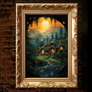 Tolkien Inspired, Fantasy Art, Mythical Art, Magical Art, Fantasy Landscape Art, Digital Download, Wall Art, Enchanted, Whimsical, Print
