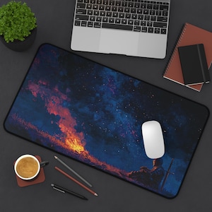 Knight at Bonfire Desk Mat DND Mousepad Darks Souls Mouse Pad Fantasy Table Top Cozy Vibes Aesthetic Larger RPG Gaming Mouse Pad Elden Ring image 8