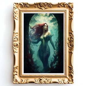 Mermaid Art, Enchanted Forest Art, Fantasy Art, Mythical Art, Magical Art, Digital Download, Wall Art, Whimsical, Decor, Print