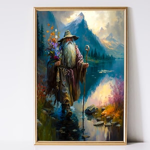 Wizard Art, Fantasy Art, Mythical Art, Magical Art, Digital Download, Wall Art, Enchanted, Whimsical, Spell, Decor, Print