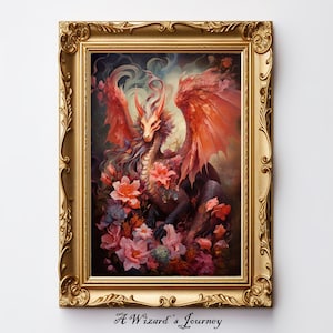 Dragon Art, Fantasy Art, Mythical Art, Magical Art, Fantasy Landscape Art, Digital Download, Wall Art, Enchanted, Whimsical, Print
